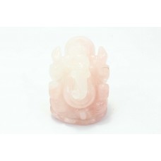 Handmade Natural Pink Rose Quartz Stone God Ganesha Decorative Idol Figure